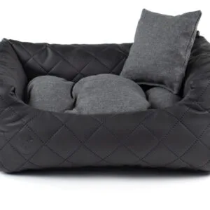 Vsepropejska Delux kožený pelech pro psa s polštářkem Barva: Černá