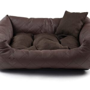 Vsepropejska Delux kožený pelech pro psa s polštářkem Barva: Hnědá