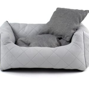 Vsepropejska Delux kožený pelech pro psa s polštářkem Barva: Šedá