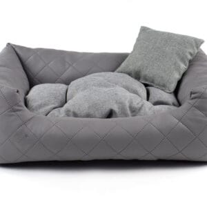 Vsepropejska Delux kožený pelech pro psa s polštářkem Barva: Tmavě-šedá