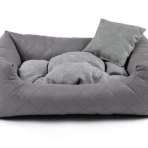 Vsepropejska Delux kožený pelech pro psa s polštářkem Barva: Tmavě-šedá