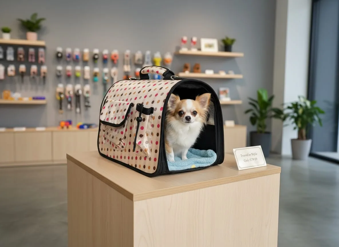 Vsepropejska Rendy taška pro psa s puntíky Barva: Béžová