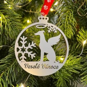 Vsepropejska Vánoční baňka s chrtem – ozdoba na stromeček Typ: Baňka 2