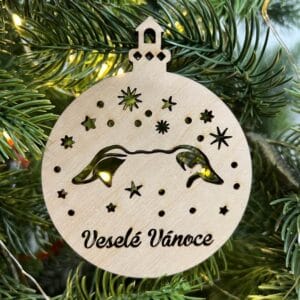 Vsepropejska Vánoční baňka s chrtem – ozdoba na stromeček Typ: Baňka 7