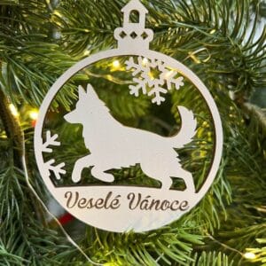 Vsepropejska Vánoční baňka s německým ovčákem – ozdoba na stromeček Typ: Baňka 1