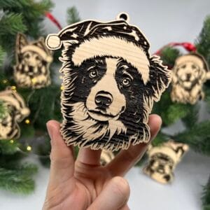 Vsepropejska Vánoční baňka psa se Santa čepicí Plemeno: Border kolie