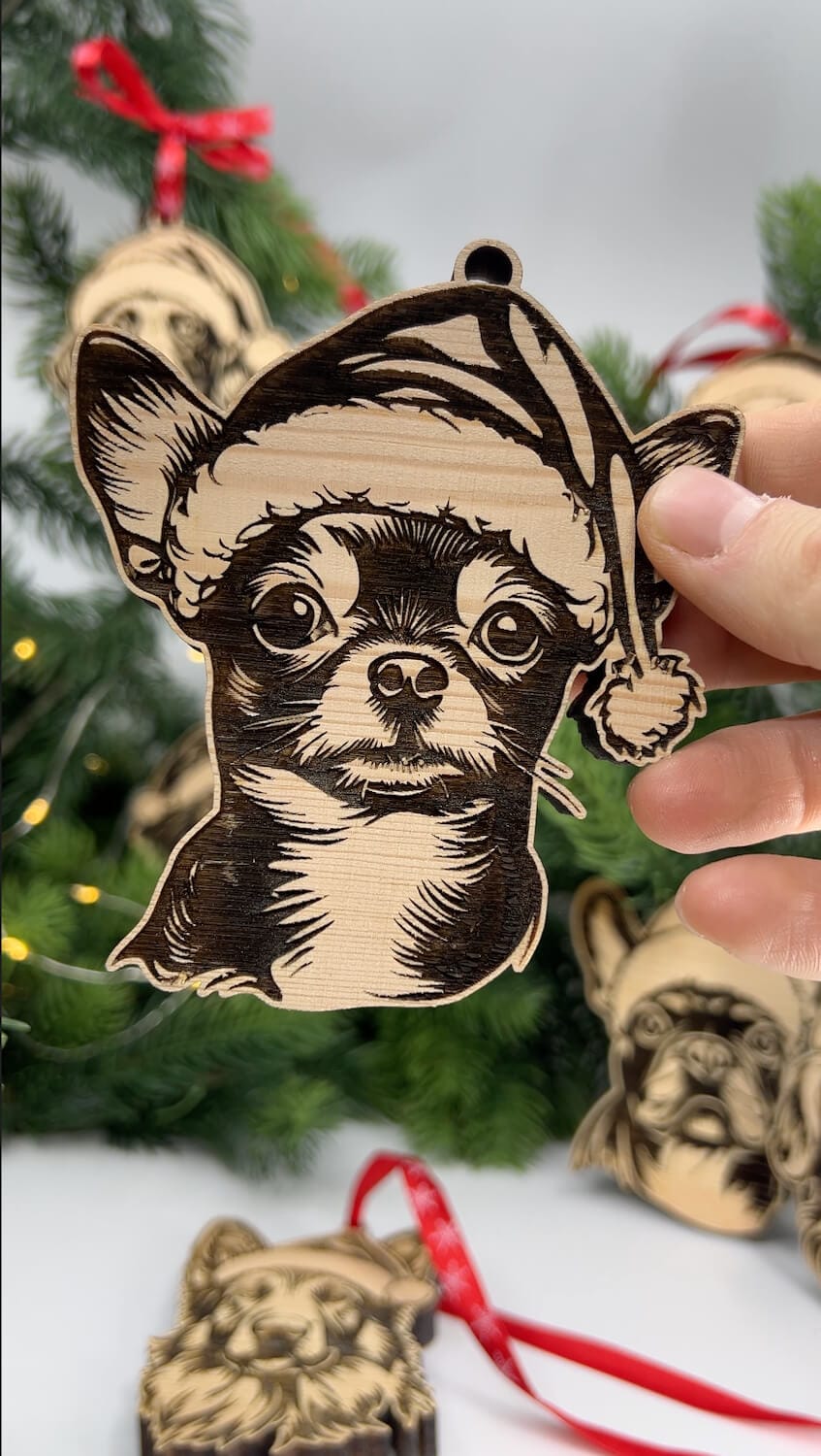 Vsepropejska Vánoční baňka psa se Santa čepicí Plemeno: Čivava