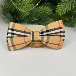 Vsepropejska Louis károvaný motýlek pro psa na obojek Barva: Béžová