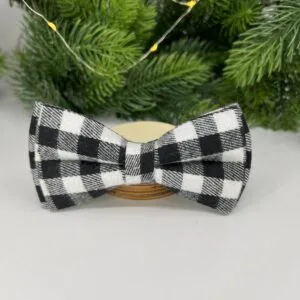 Vsepropejska Louis károvaný motýlek pro psa na obojek Barva: Bílo-černá