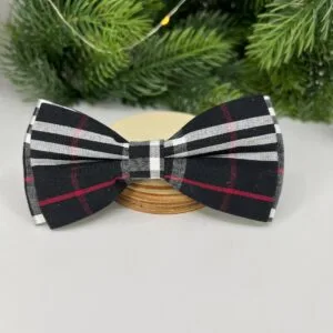 Vsepropejska Louis károvaný motýlek pro psa na obojek Barva: Černá