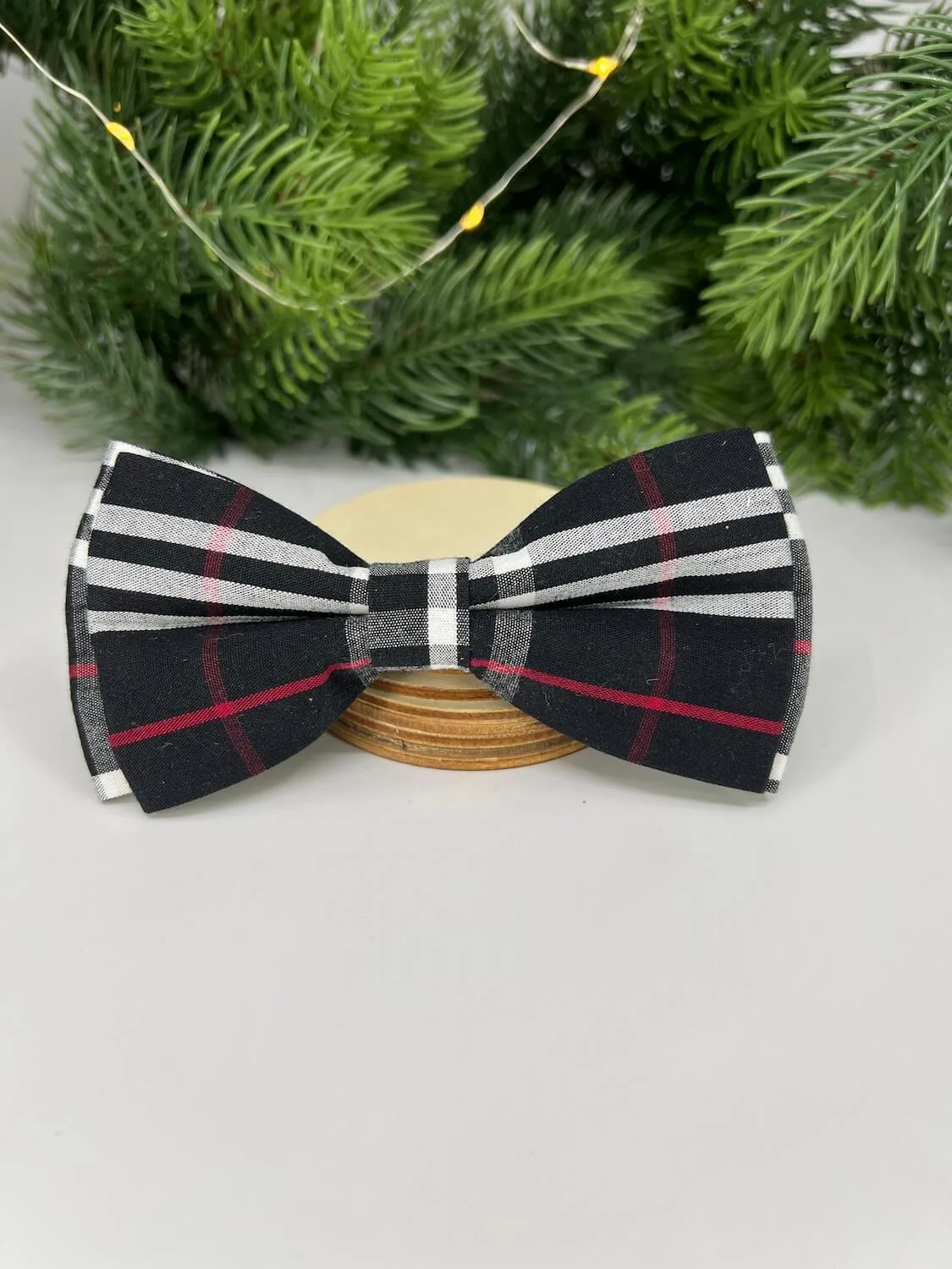 Vsepropejska Louis károvaný motýlek pro psa na obojek Barva: Černá