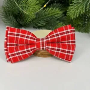 Vsepropejska Louis károvaný motýlek pro psa na obojek Barva: Červená