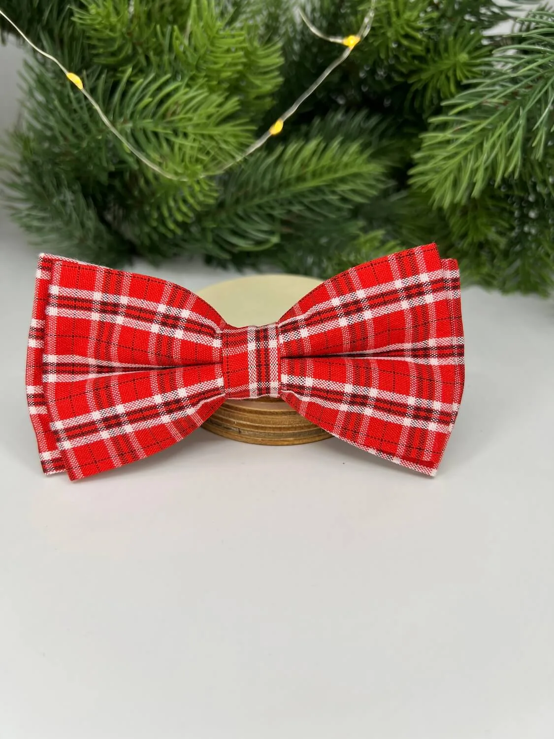 Vsepropejska Louis károvaný motýlek pro psa na obojek Barva: Červená