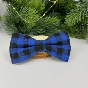 Vsepropejska Louis károvaný motýlek pro psa na obojek Barva: Černo-modrá