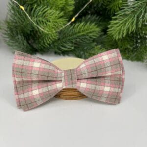 Vsepropejska Louis károvaný motýlek pro psa na obojek Barva: Růžová