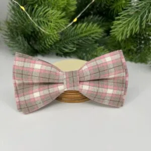 Vsepropejska Louis károvaný motýlek pro psa na obojek Barva: Růžová