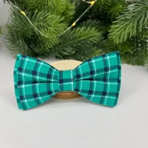 Vsepropejska Louis károvaný motýlek pro psa na obojek Barva: Tyrkysová