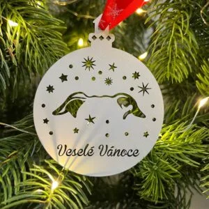 Vsepropejska Vánoční baňka s chrtem – ozdoba na stromeček Typ: Baňka 3