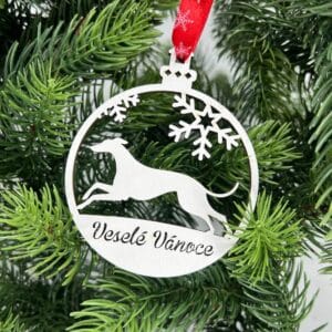 Vsepropejska Vánoční baňka s chrtem – ozdoba na stromeček Typ: Baňka 1