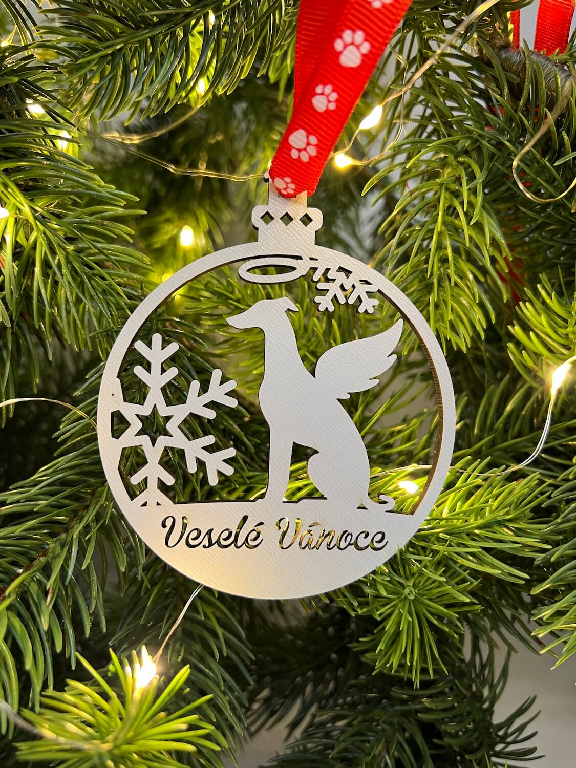 Vánoční baňka s chrtem – ozdoba na stromeček Typ: Baňka 6 - Obrázek 2