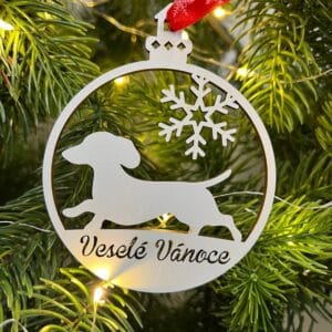 Vsepropejska Vánoční baňka s jezevčíkem – ozdoba na stromeček Typ: Baňka 1