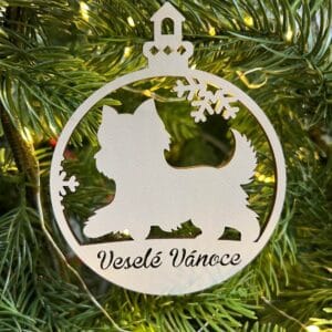 Vsepropejska Vánoční baňka s jorkšírským teriérem – ozdoba na stromeček Typ: Baňka 1