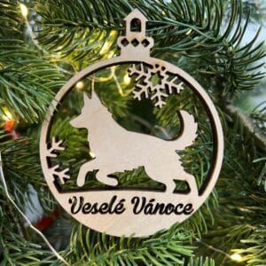 Vsepropejska Vánoční baňka s německým ovčákem – ozdoba na stromeček Typ: Baňka 5