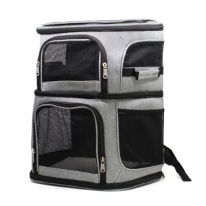 Vsepropejska Palm batoh pro dva psy Barva: Šedá