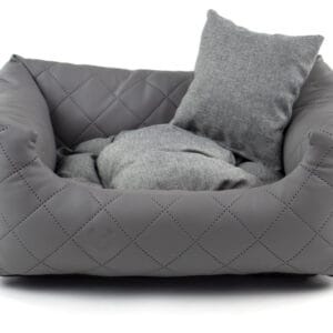 Vsepropejska Delux kožený pelech pro psa s polštářkem Barva: Tmavě-šedá